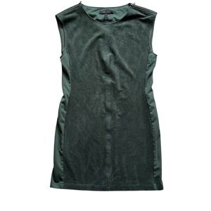 BCBGMAXAZRIA Karlee Dress Women’s M Green Sheath Sleeveless Scoop Faux Suede
